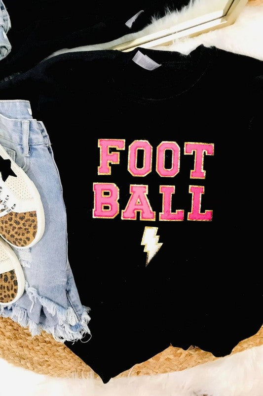 Football Lightning Chenille Patch Sweatshirt