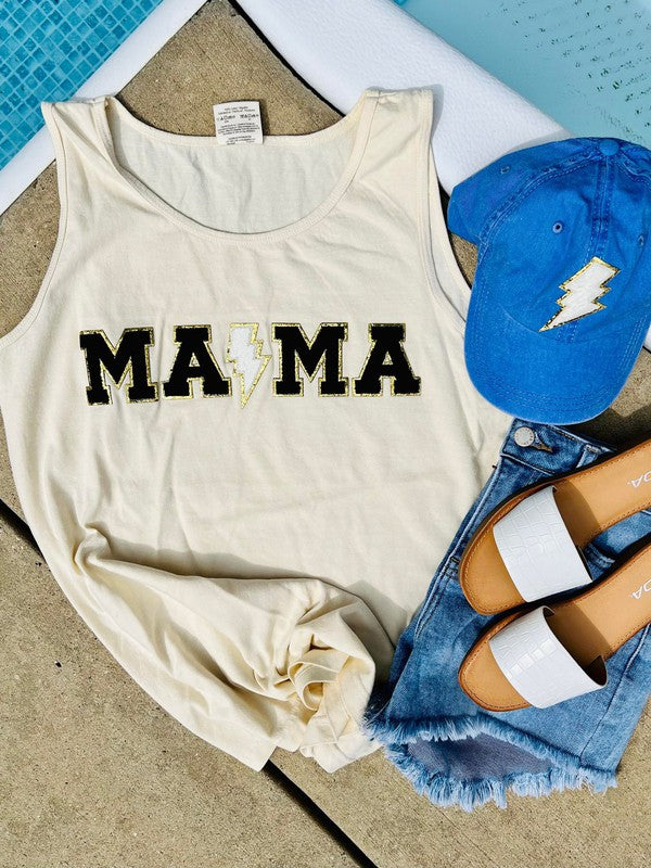 Mama Lightning Bolt Chenille Patch Tank