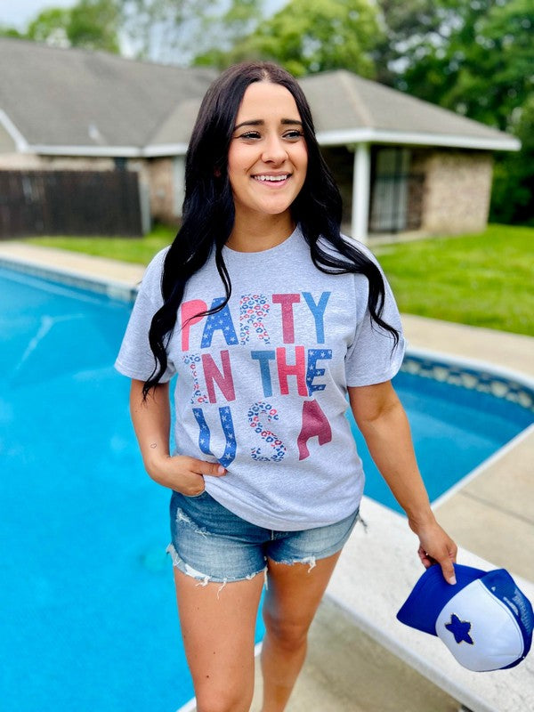 Party In The USA Patriotic Stars & Stripes Leopard