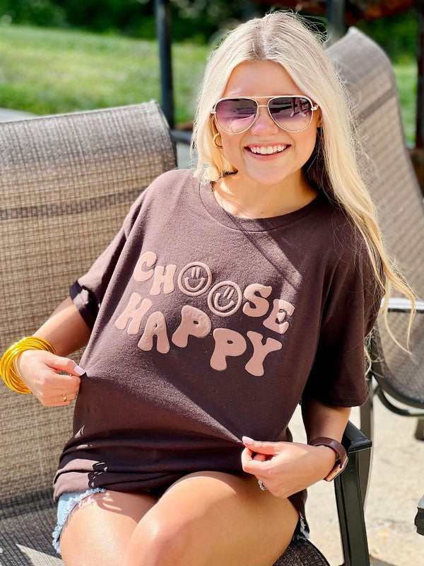 Choose Happy Tone On Tone Puff Tee