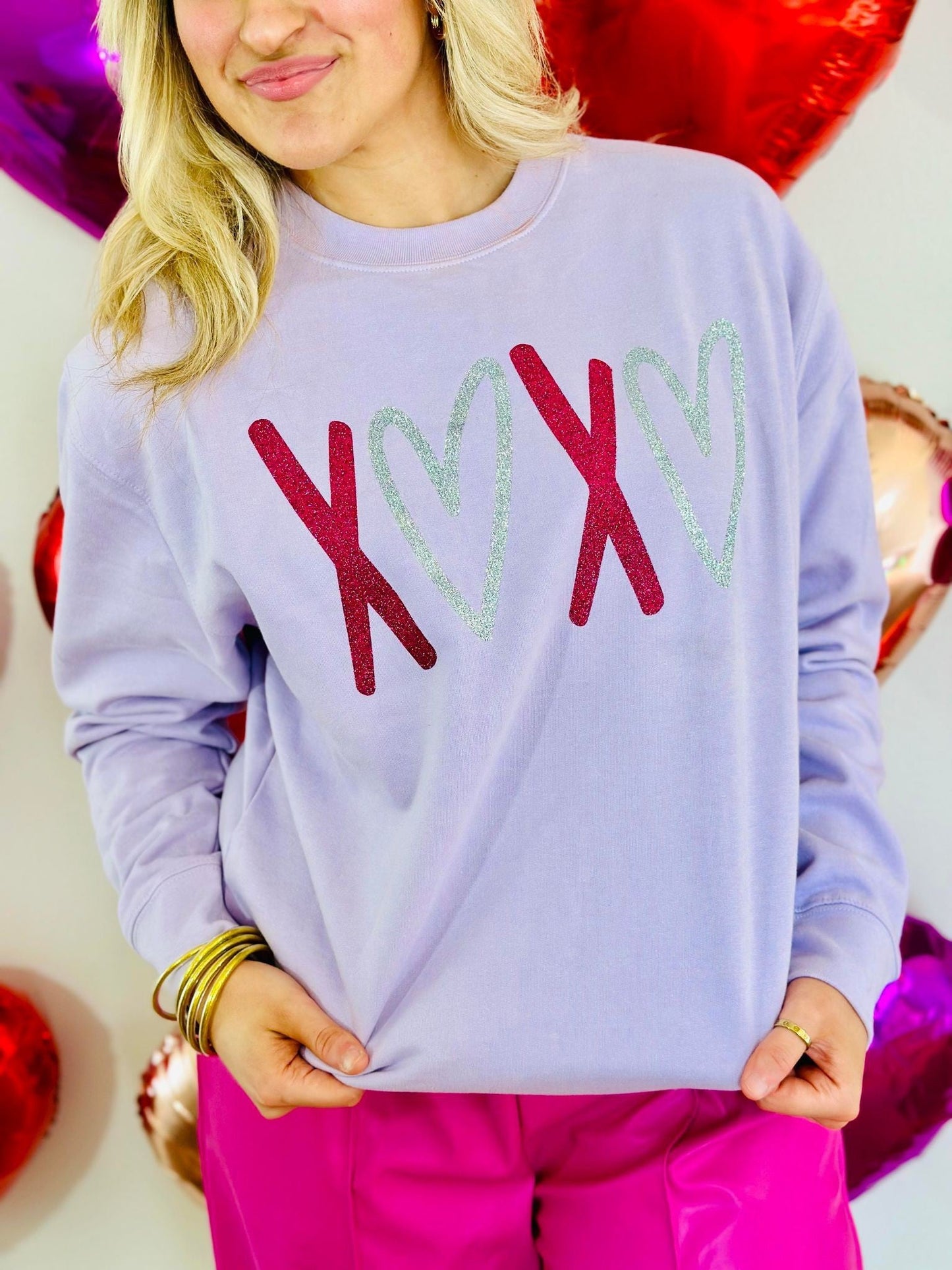 Xoxo Heart's Multi Glitter Vinyl Sweatshirt