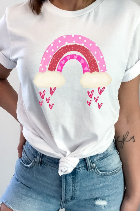 Rainbow Heart Rain Valentine Tee