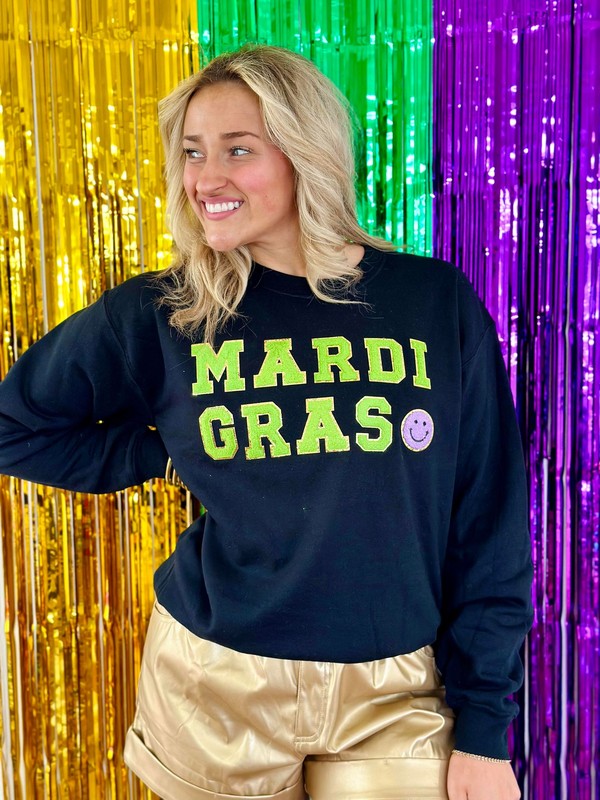 Mardi Gras Chenille Patch Sweatshirt