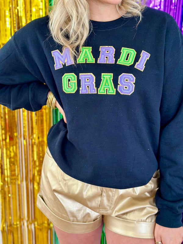 Mardi Gras Alternating Chenille Patch Sweatshirt