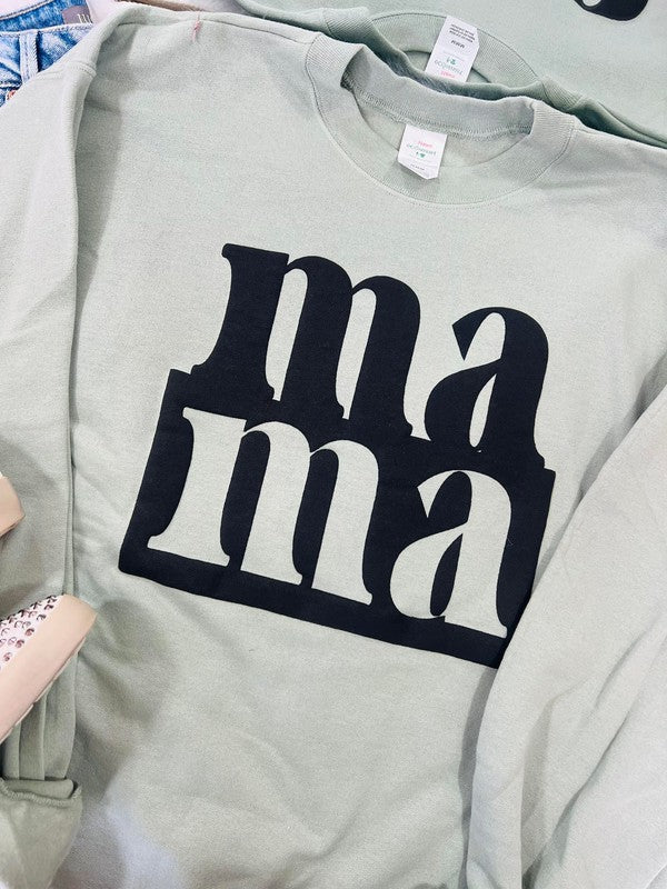 Mama Block Font Square Puff Sweatshirt