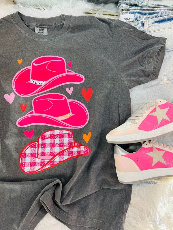 Preppy Cowgirl Hat Heart Stack Tee