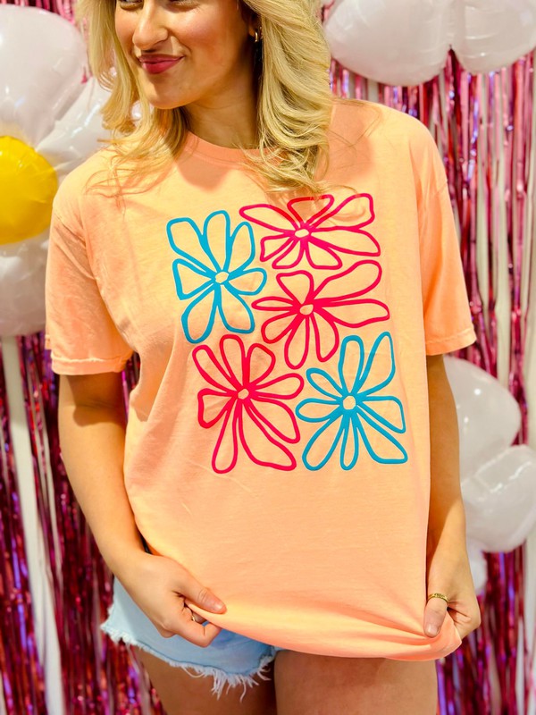 Doodle Hippie Flower Puff Tee