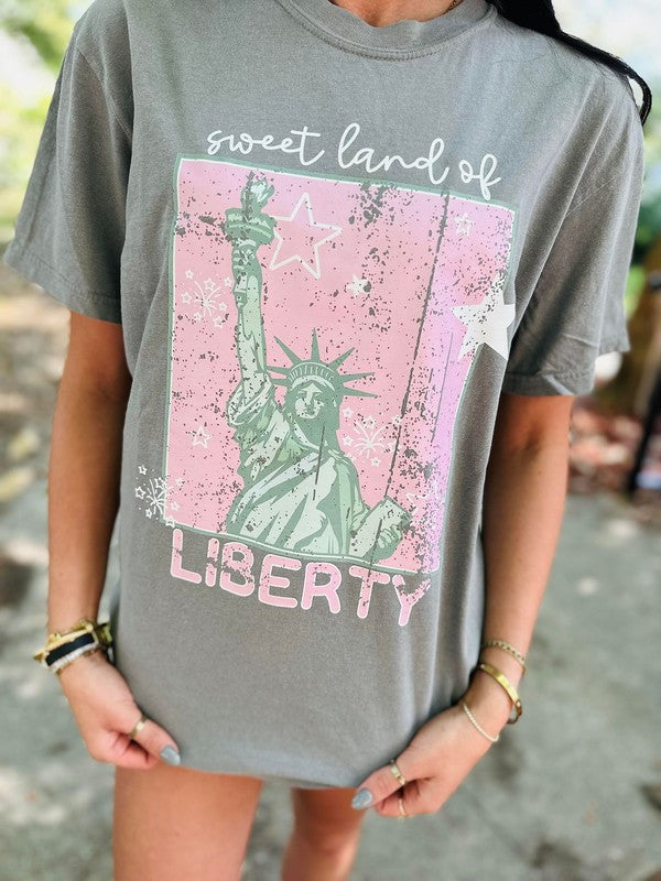 Sweet Land Of Liberty Pink DTF Tee