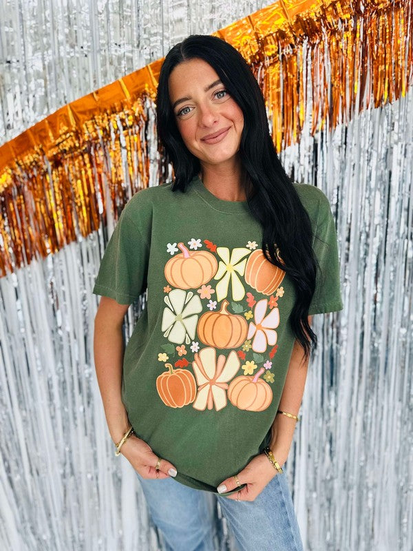Funky Pumpkin Flower Box Collage DTF Tee