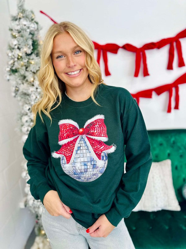 Santa Disco Coquette Bow DTF Sweatshirt
