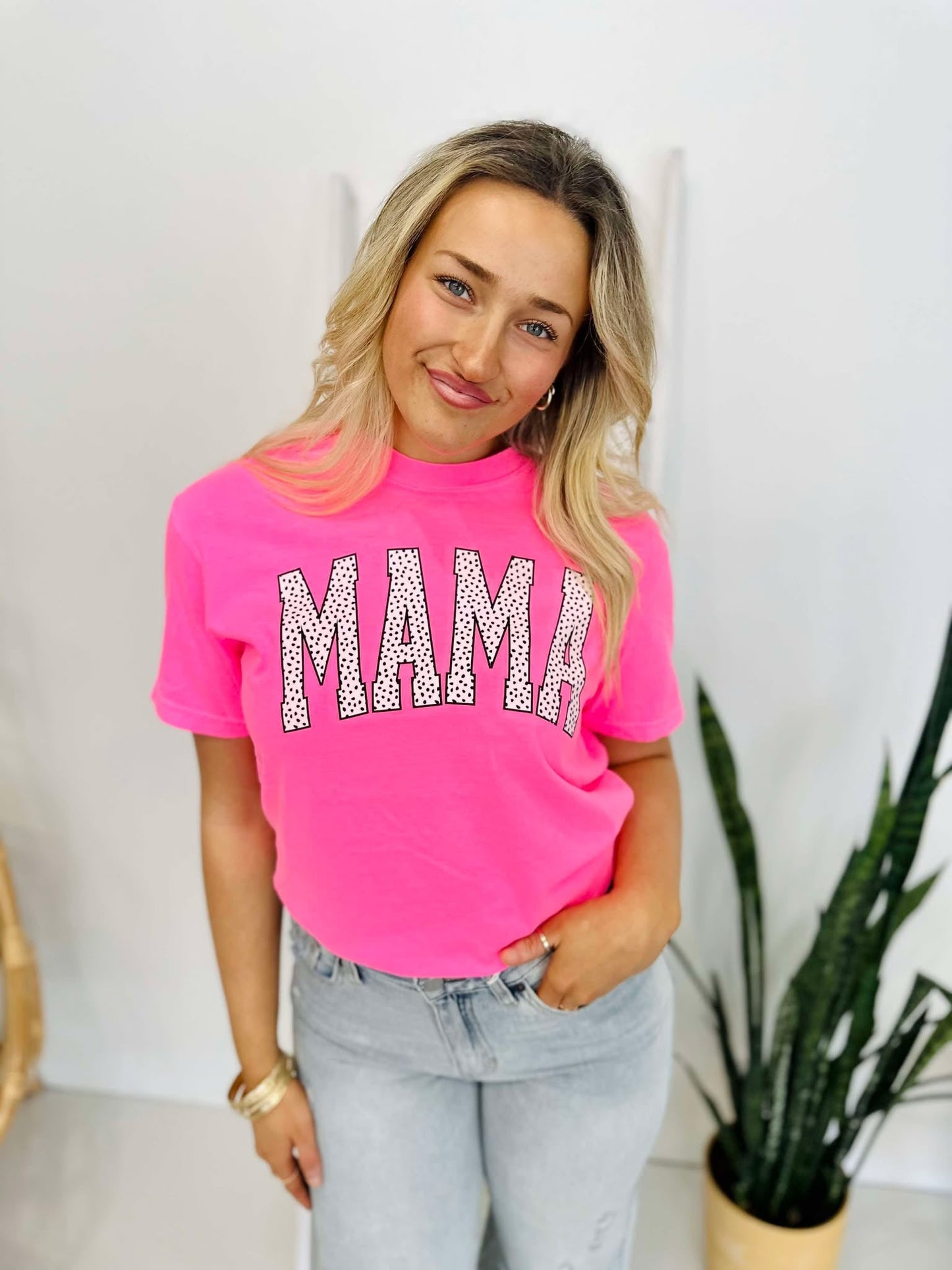 Mama Varsity Dalmation Dotted DTF Tee