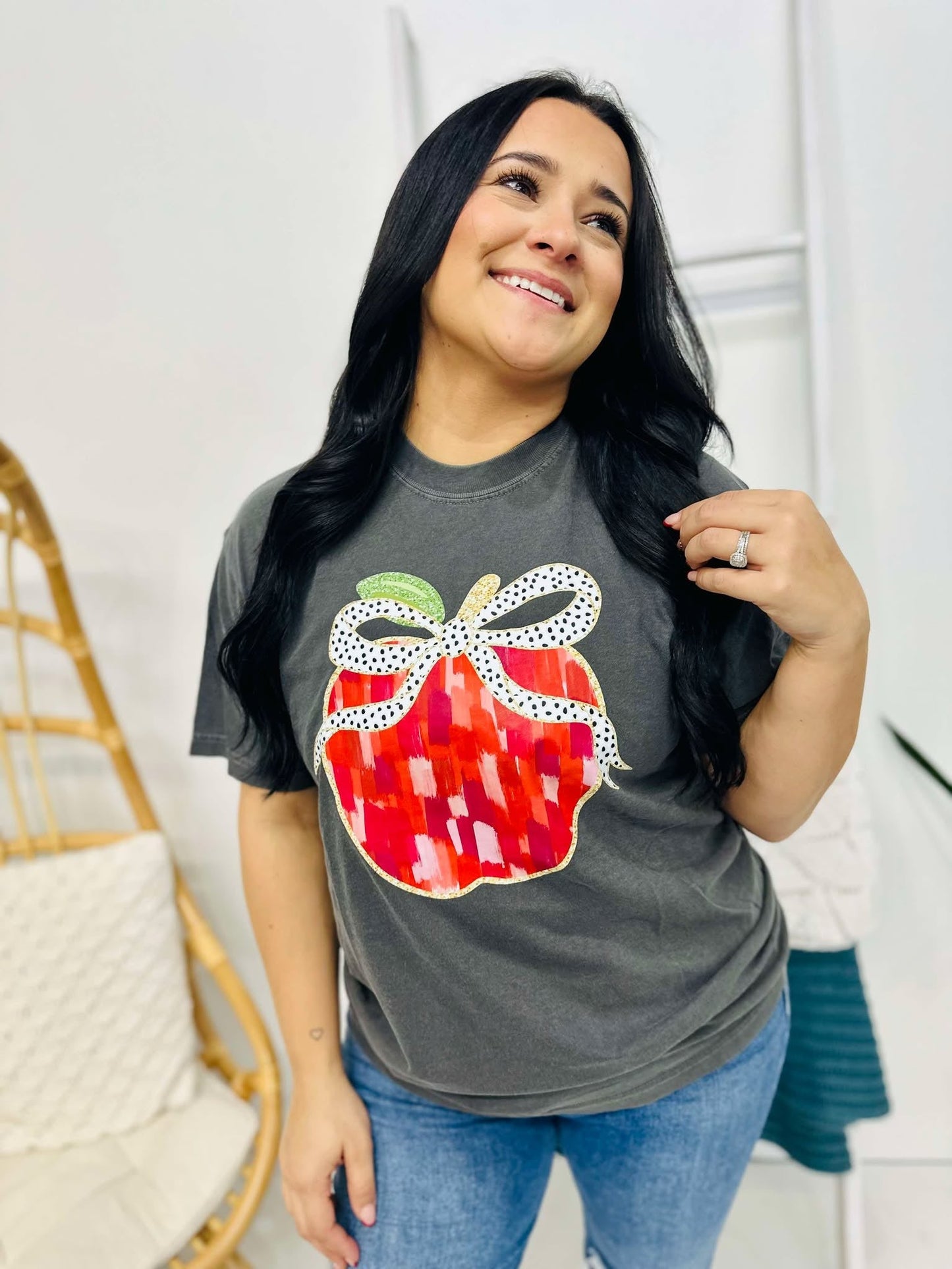 Brushstroke Apple Teacher DTF Tee