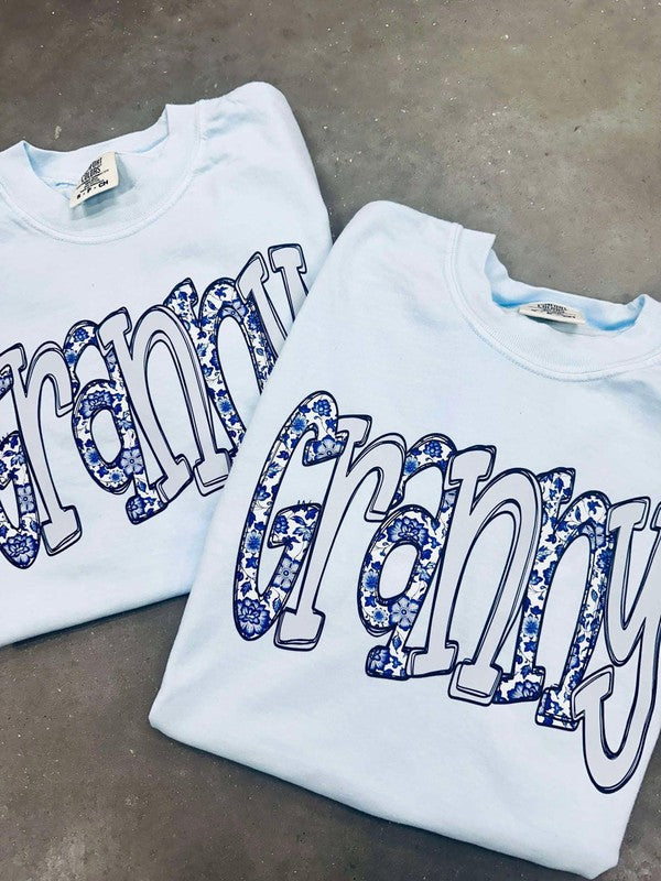 Custom Blue Floral Chino Doodle DTF Tee & Sweatshirt