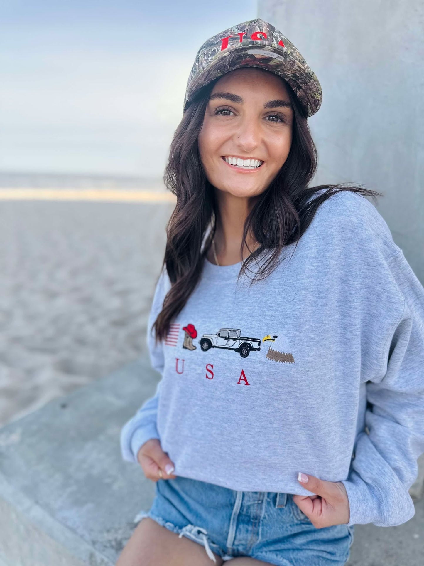 USA Trinkets Embroidered Graphic Sweatshirt
