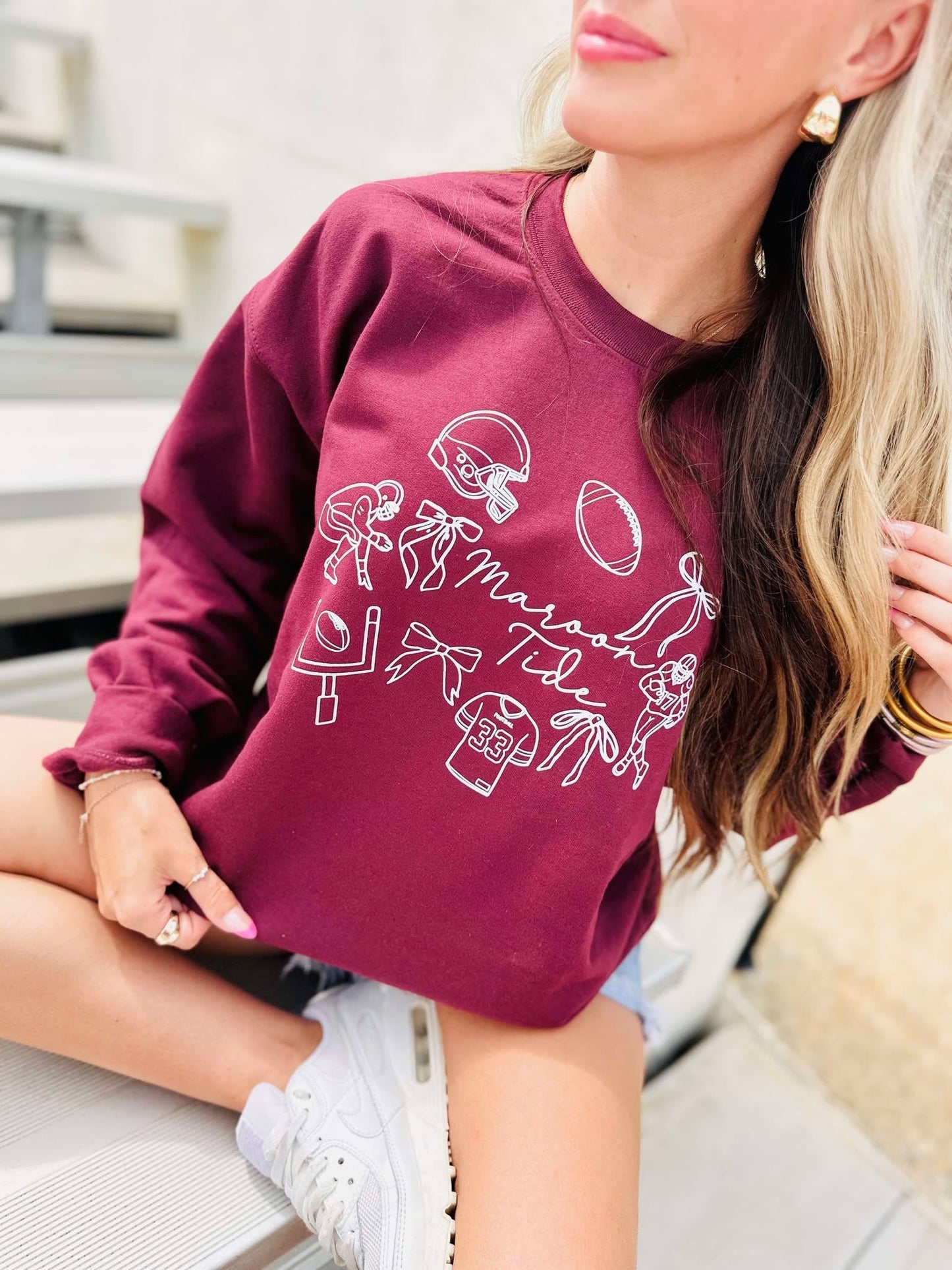 Custom Whimsy Football Collage Graphic Sweatshirt