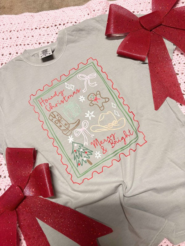 Country Western Christmas Stamp Graphic Tee