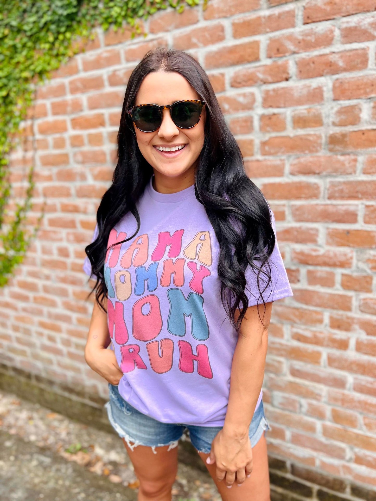 Mama Mommy Mom Bruh Lavender Graphic Tee