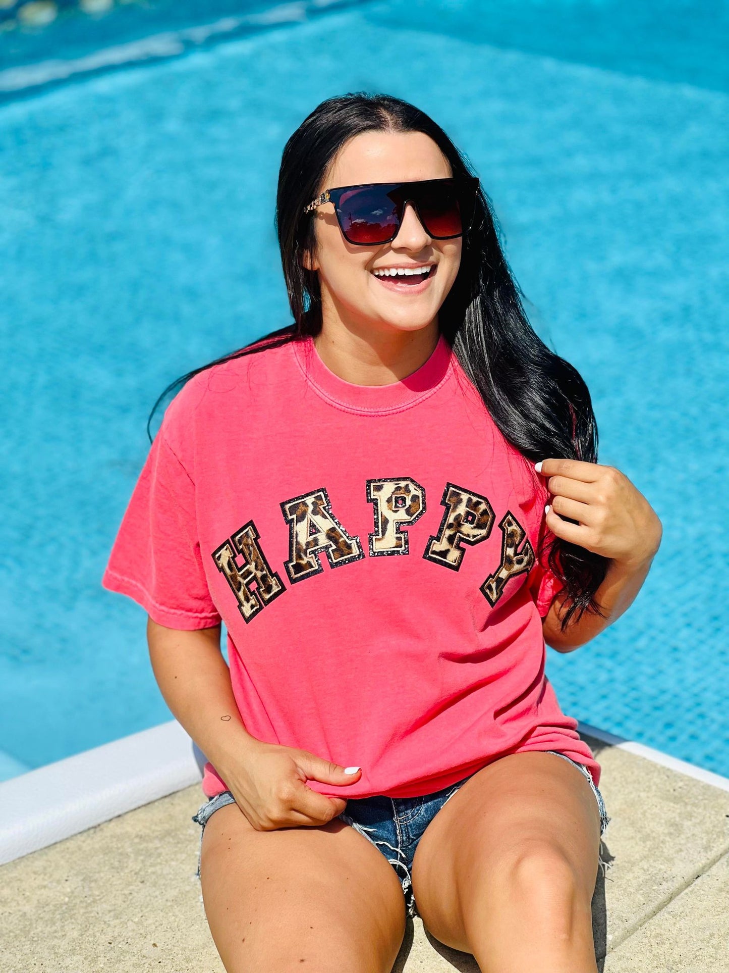 Happy Leopard Varsity Patch Tee