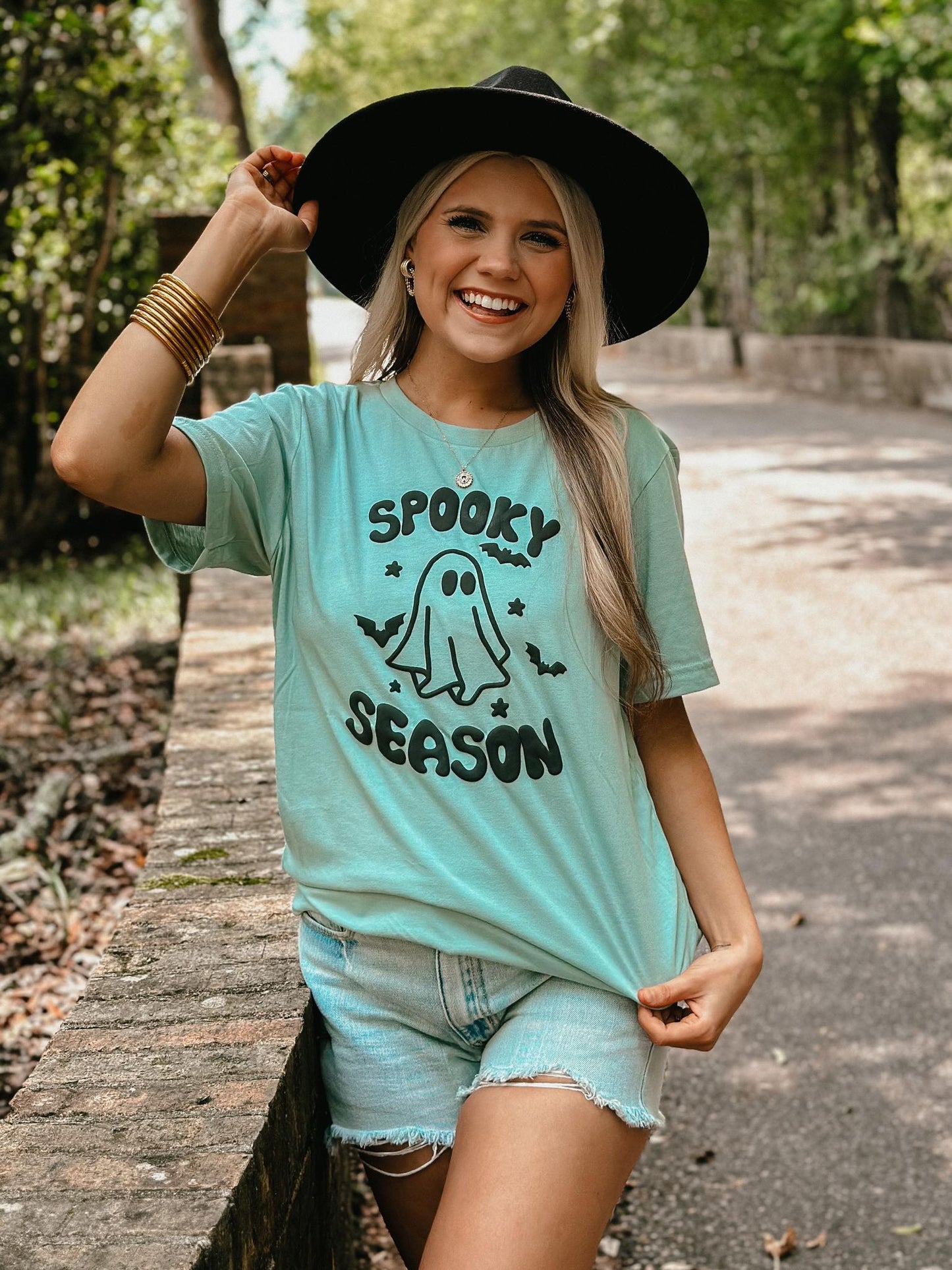 Spooky Season Ghost Bats Puff Tee