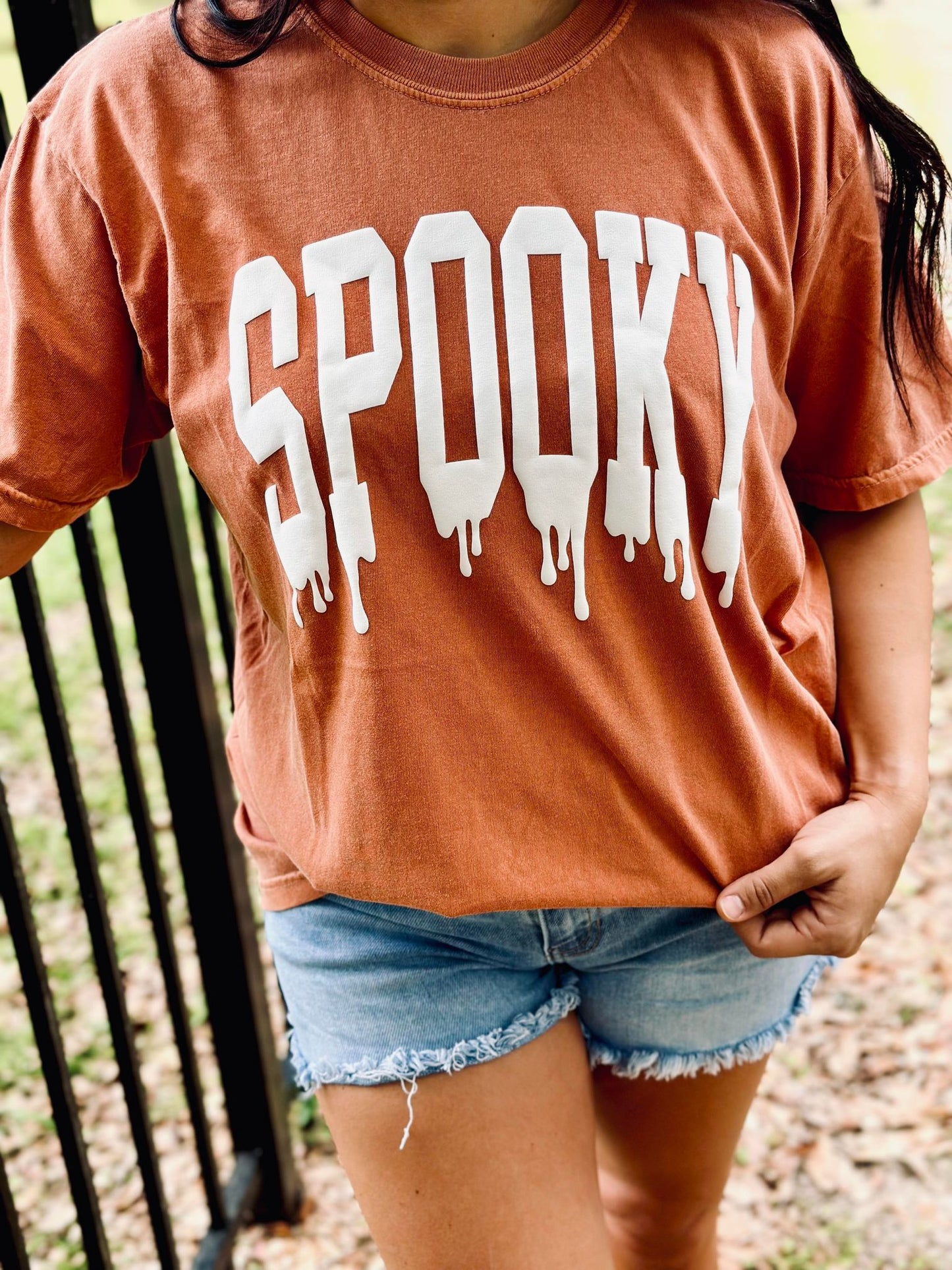 Spooky Drippy Varsity Puff Tee