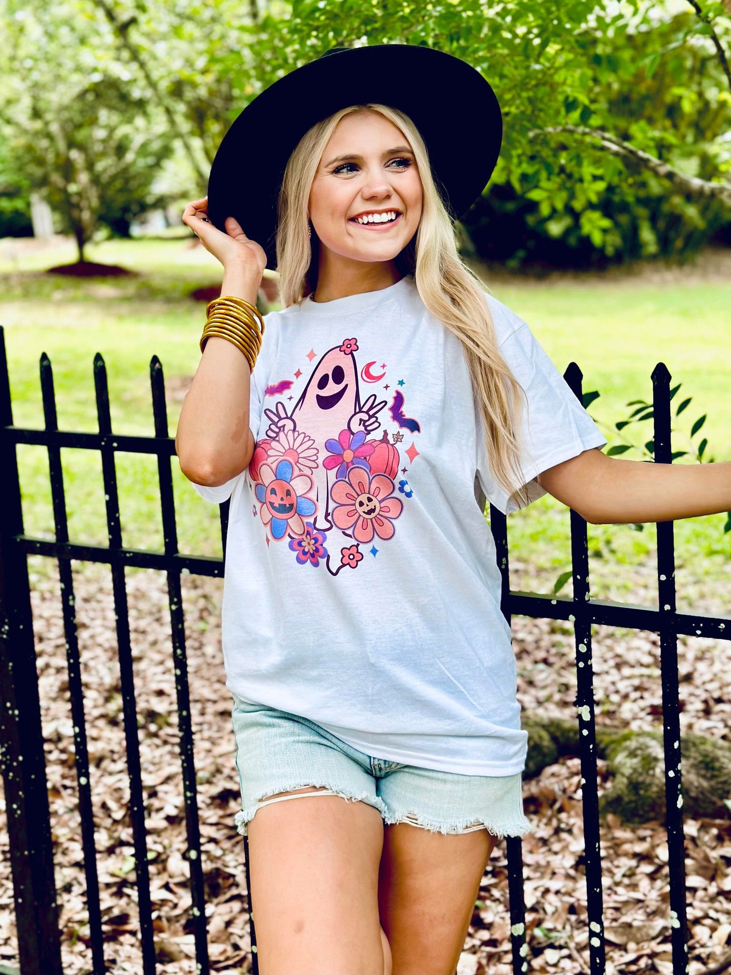 Spooky Floral Ghost Peace Tee
