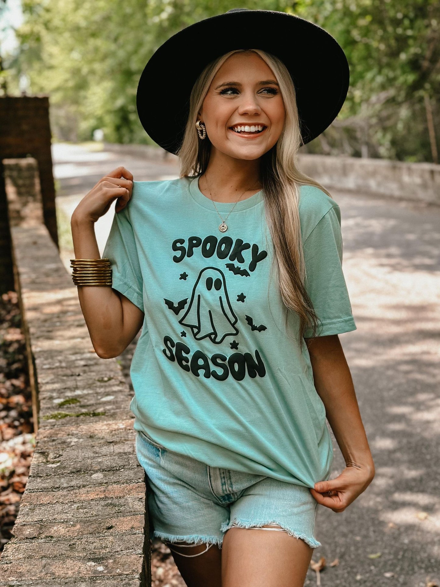 Spooky Season Ghost Bats Puff Tee