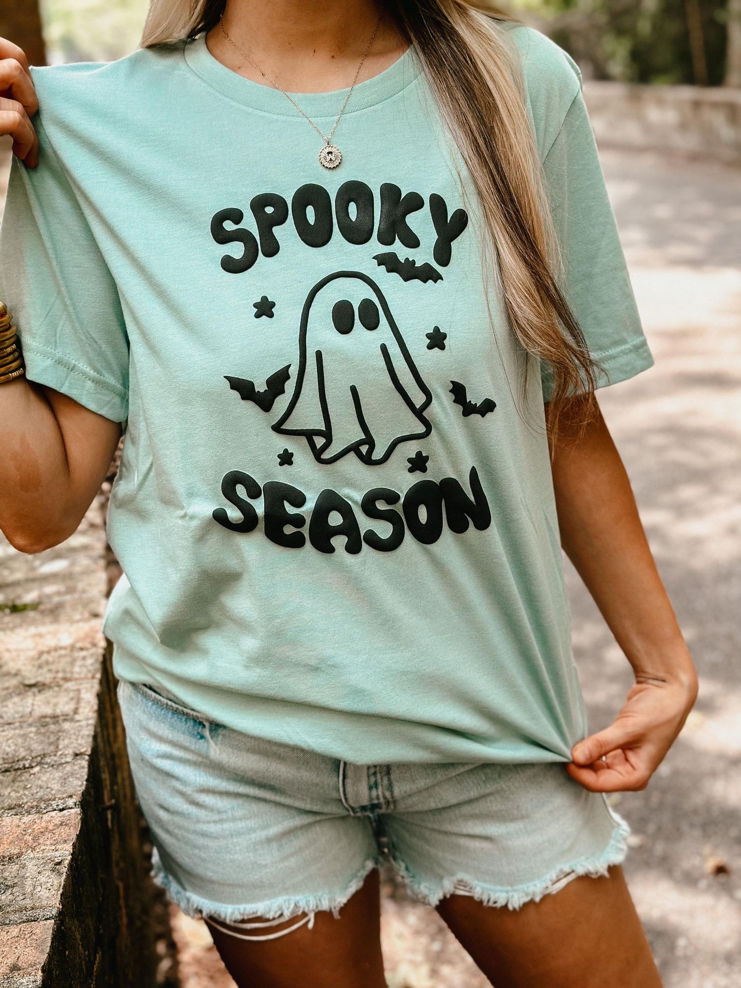 Spooky Season Ghost Bats Puff Tee