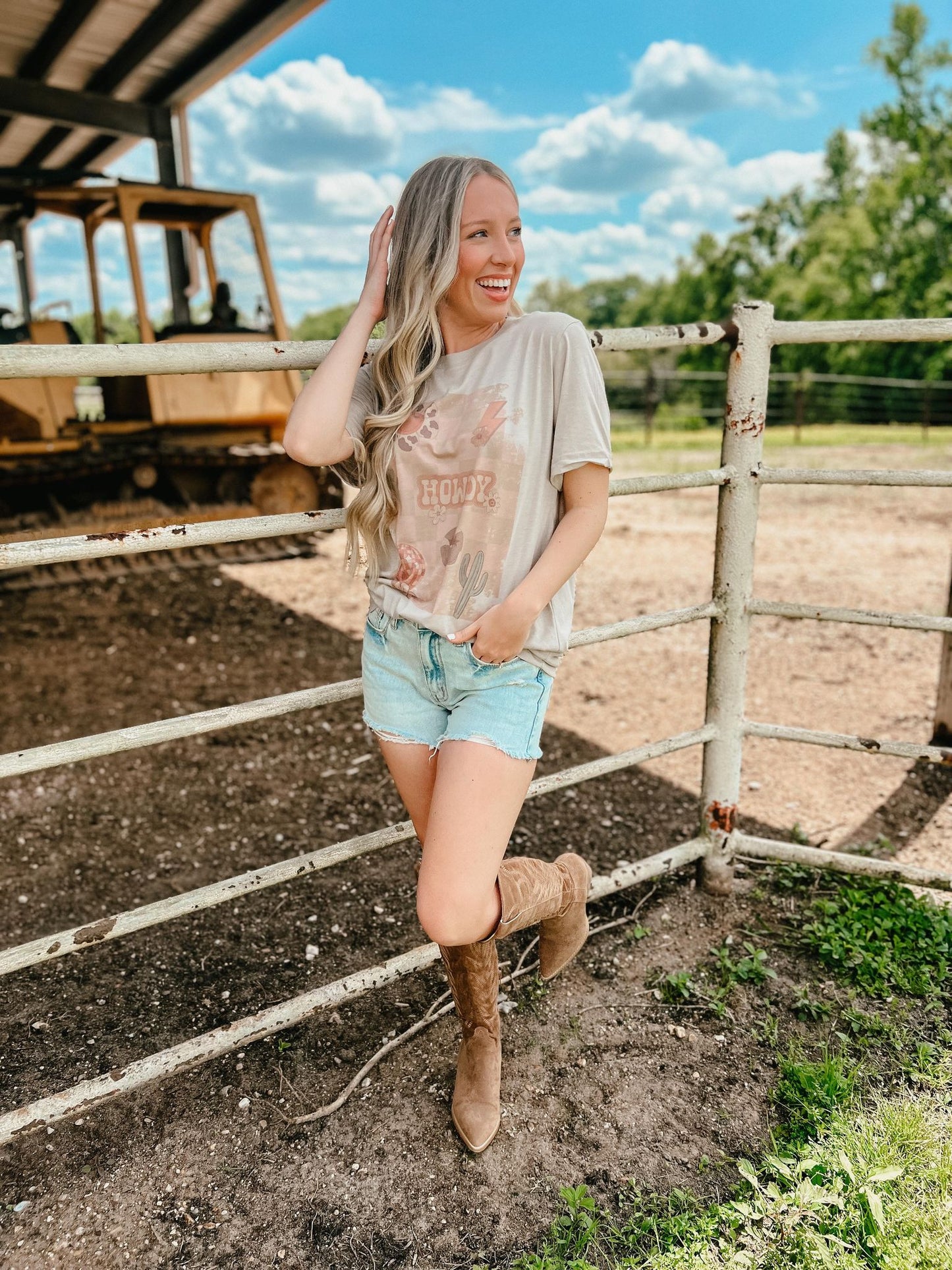 Howdy Disco Cow Print Happy Western Tee