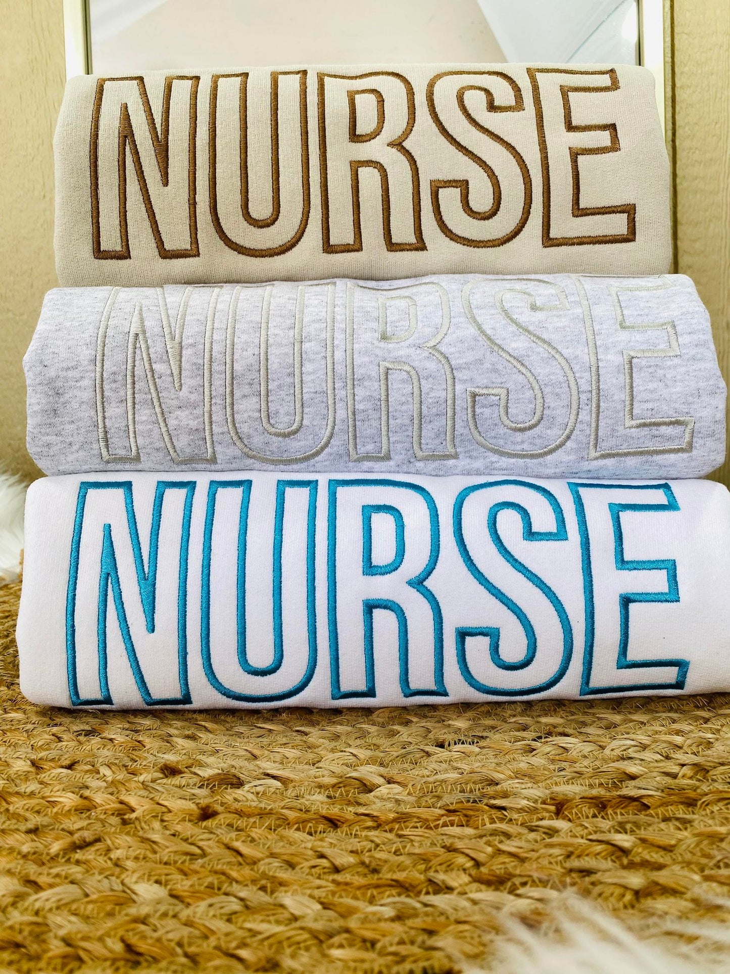 Nurse Open Font Embroidered Sweatshirt
