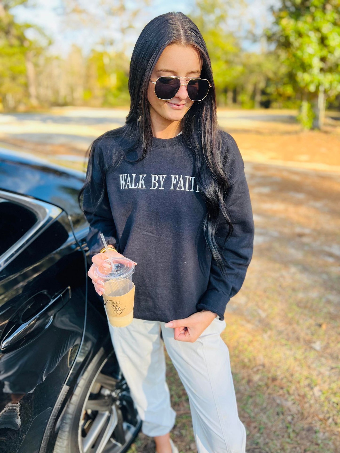 Walk By Faith Simple Embroidered Sweatshirt