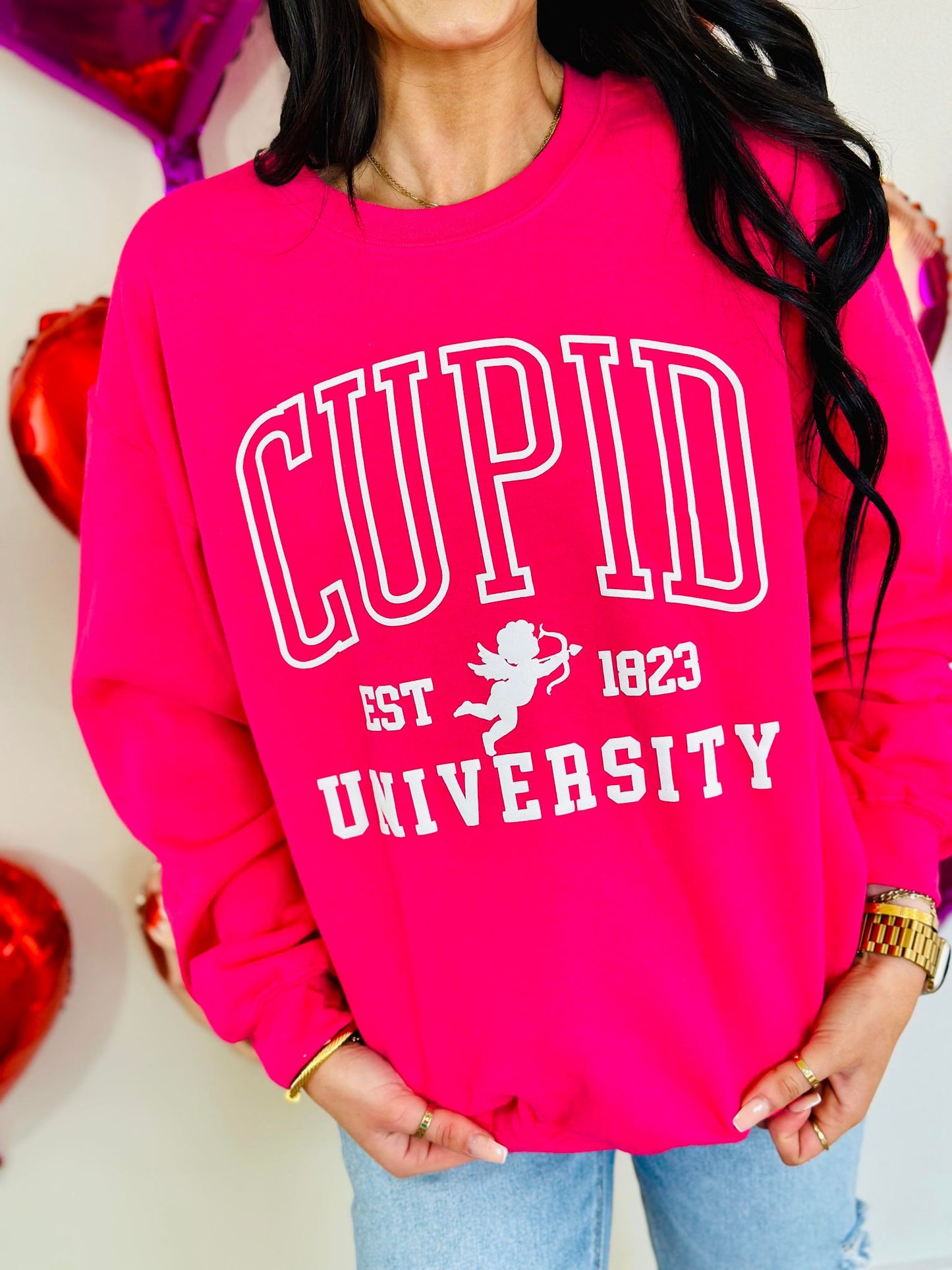 Cupid University Varsity Hollow Puff Sweatshirt