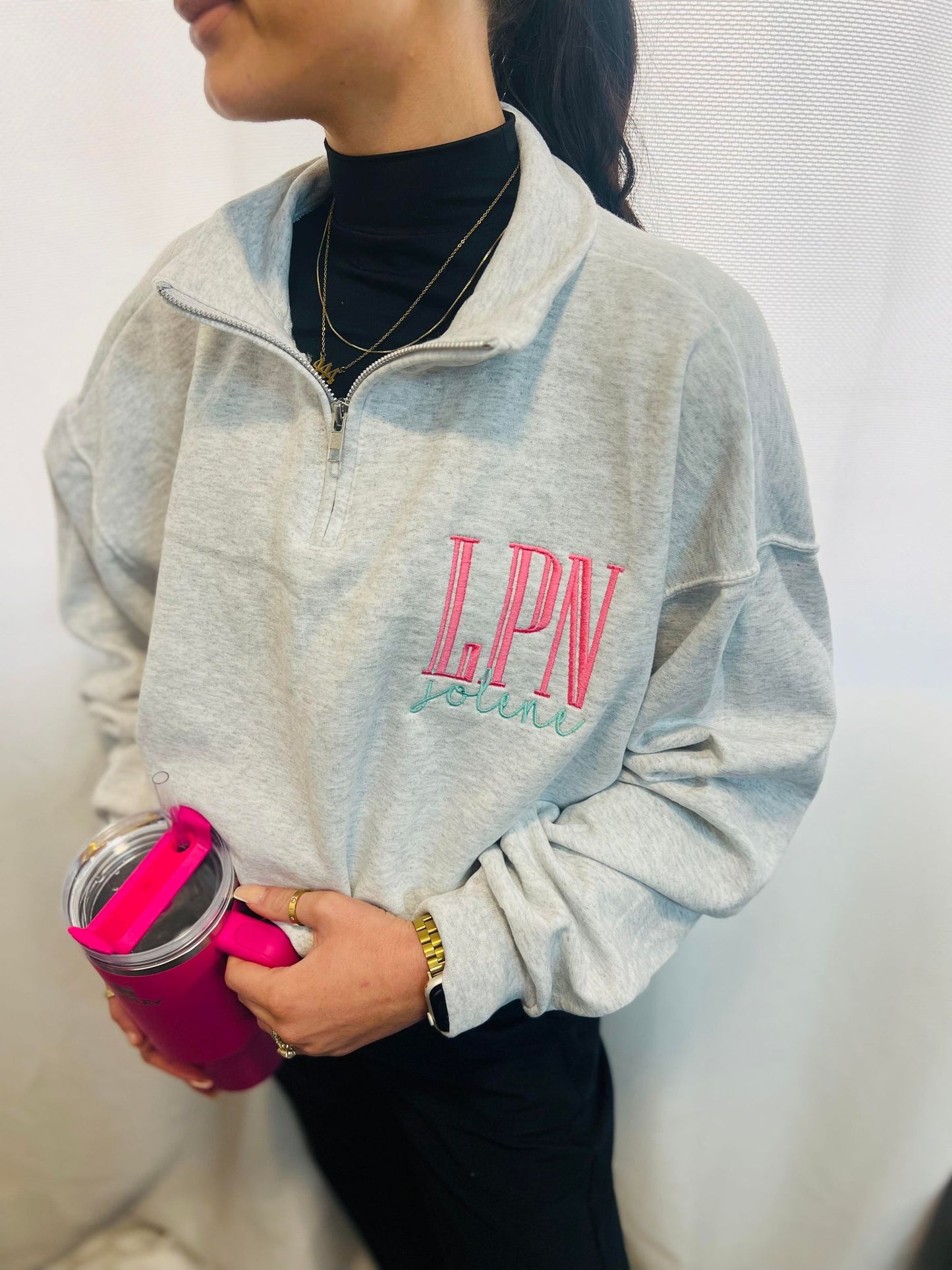 Custom Occupation Name Pocket 1/4 Zip Jacket