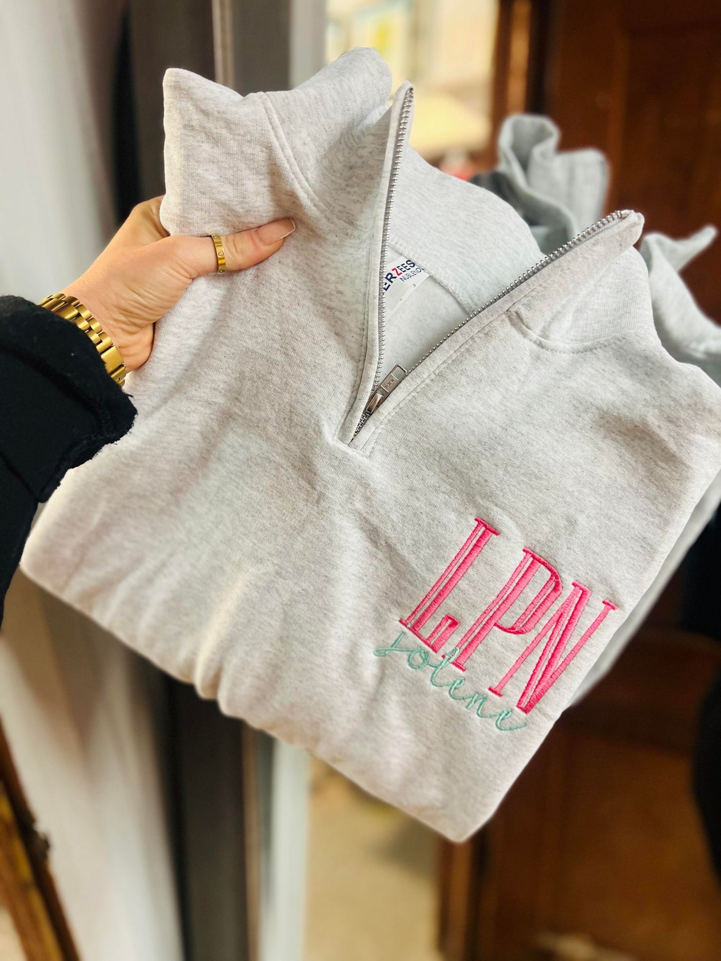 Custom Occupation Name Pocket 1/4 Zip Jacket
