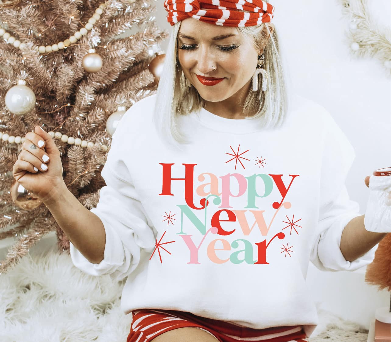 Happy New Year Colorful Fireworks Sweatshirt