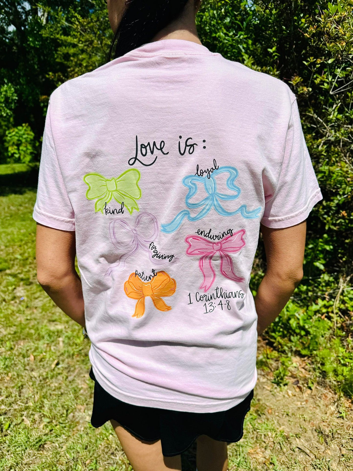 Love Is Hand drawn Coquette Bow FRONT AND BACK