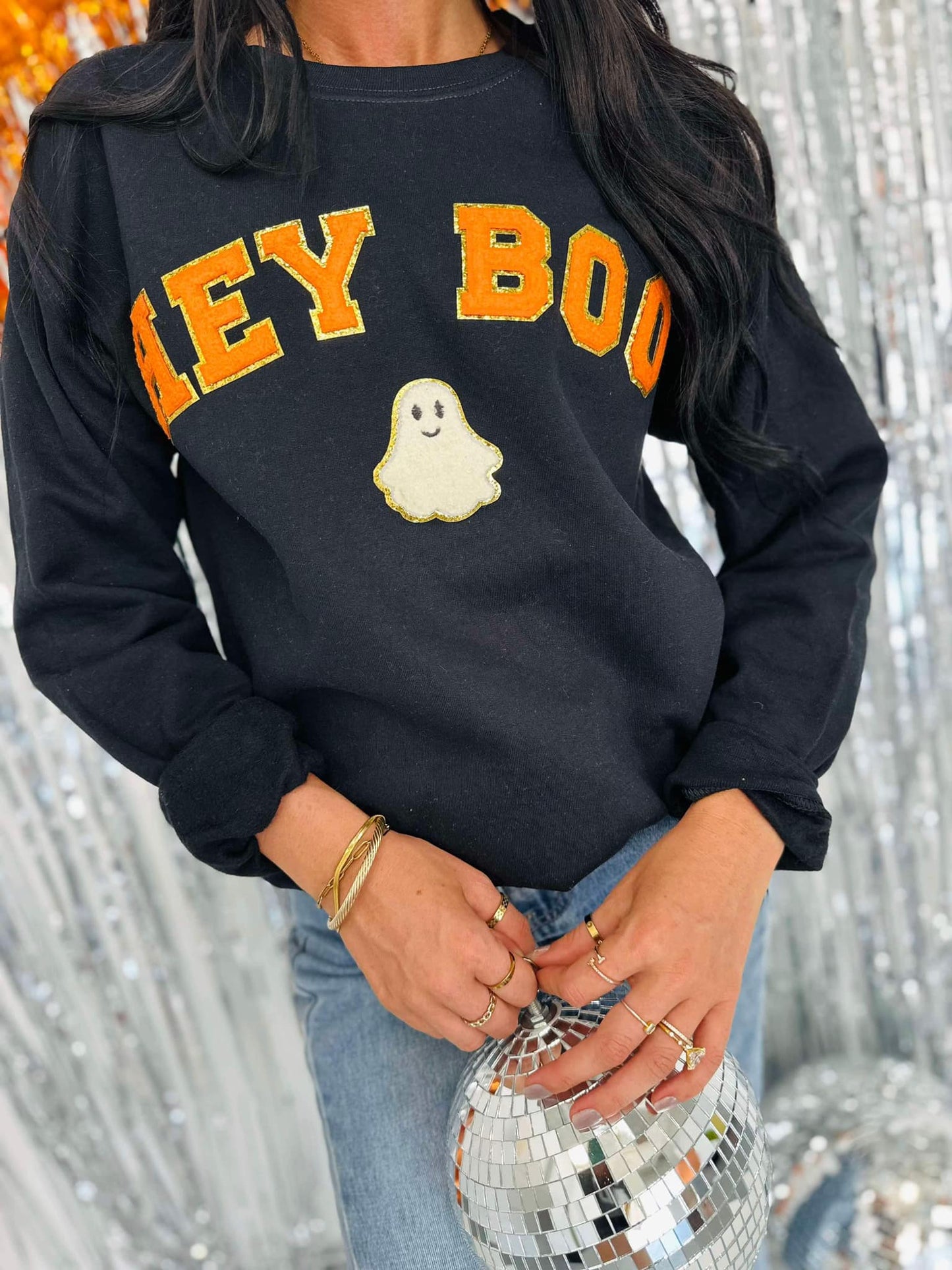 RTS Hey Boo Chenille Patch Sweatshirt