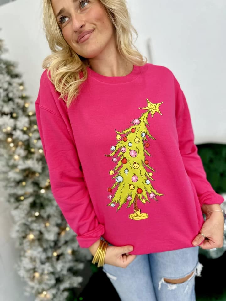 Ready to Ship Retro Cartoon Christmas Tree Sweatshirt