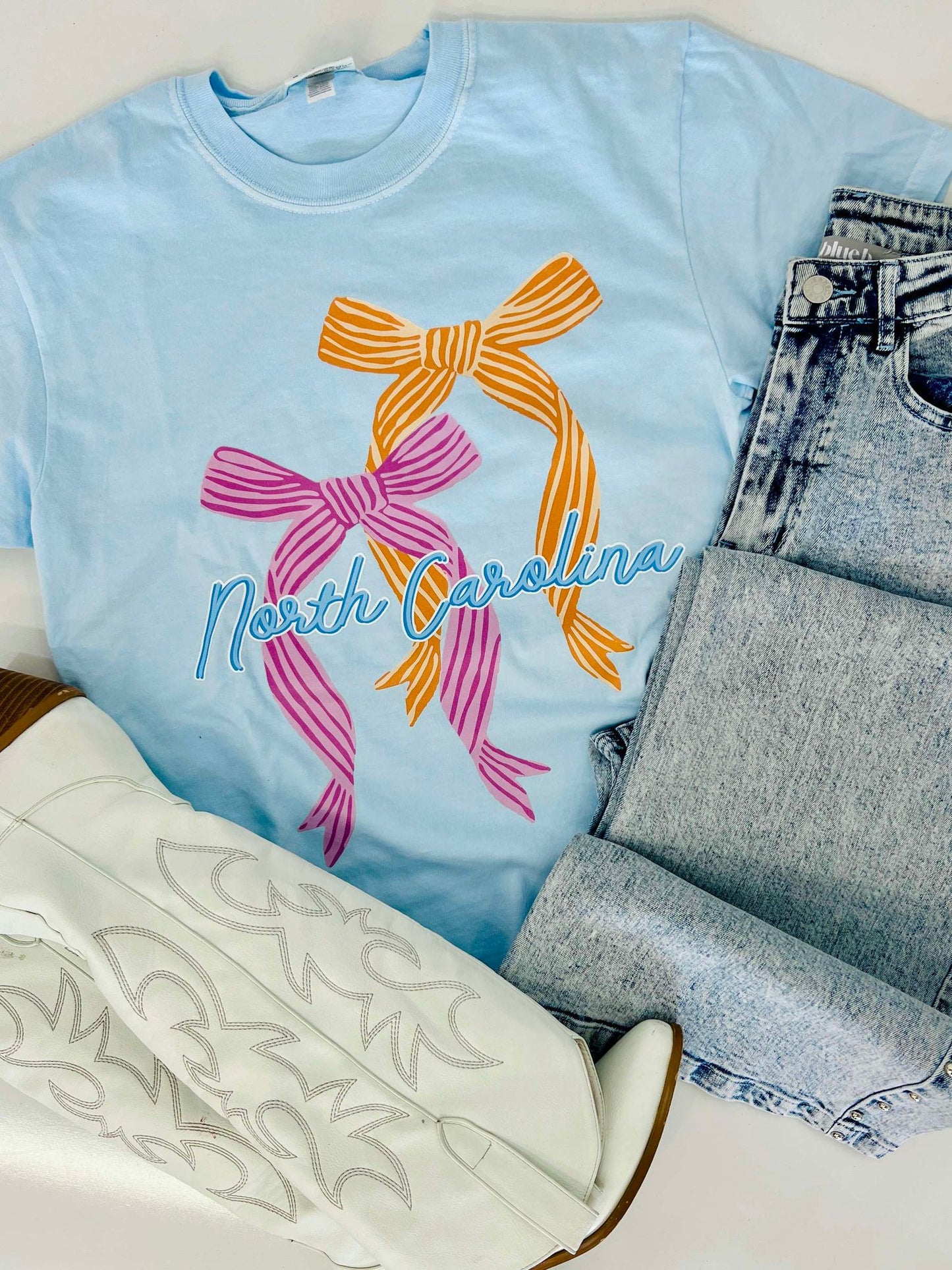 Custom State Striped Bow DTF Tee