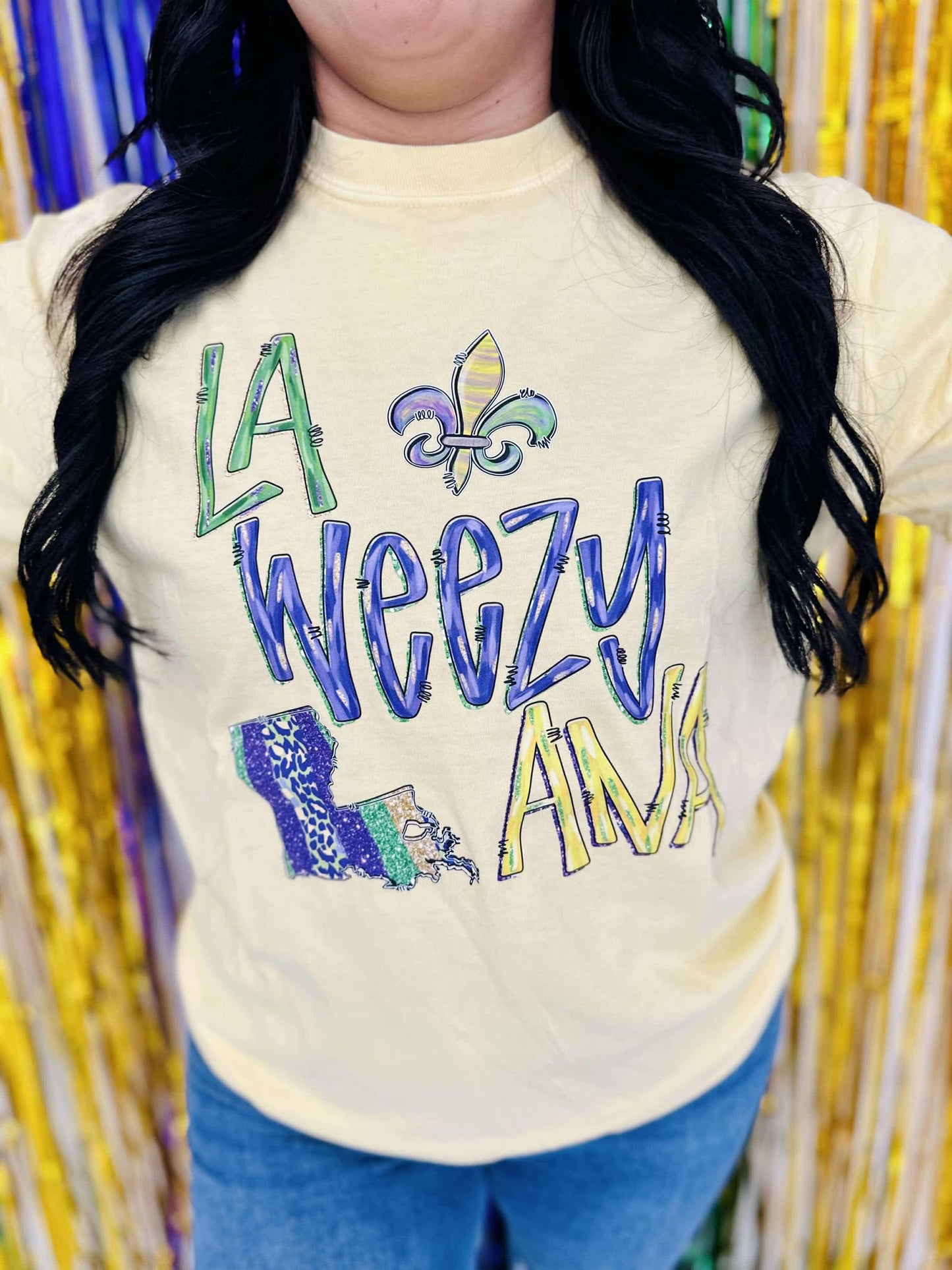 La Weezy Ana Mardi Gras Brush Stroke DTF Tee