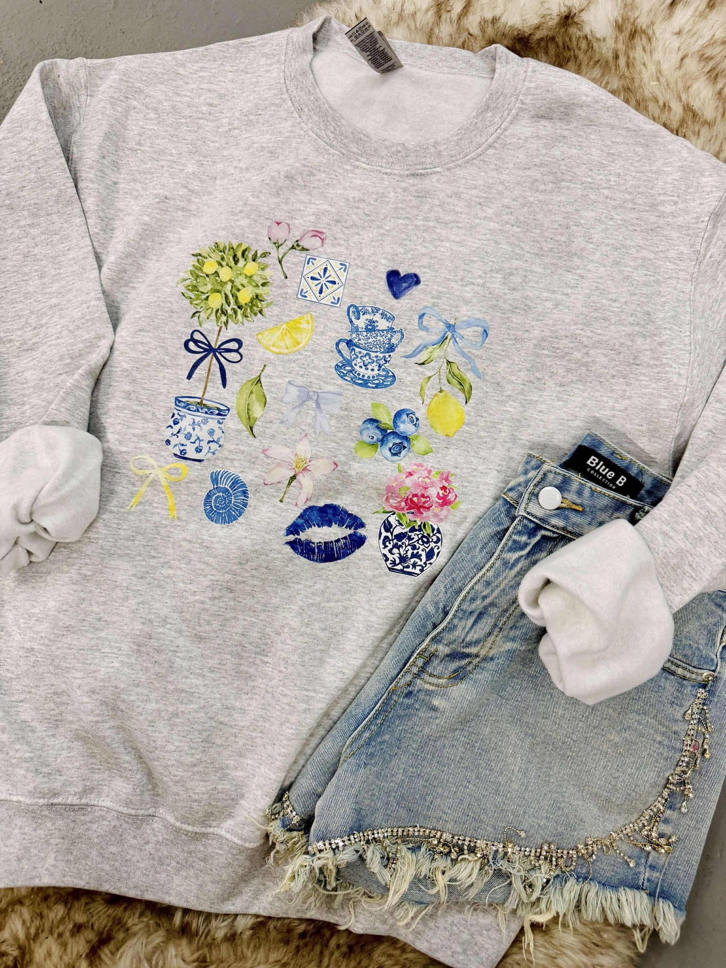 Lemon Chinoiserie Collage DTF Sweatshirt