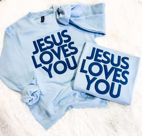 Jesus Loves You Block Puff Sweatshirt