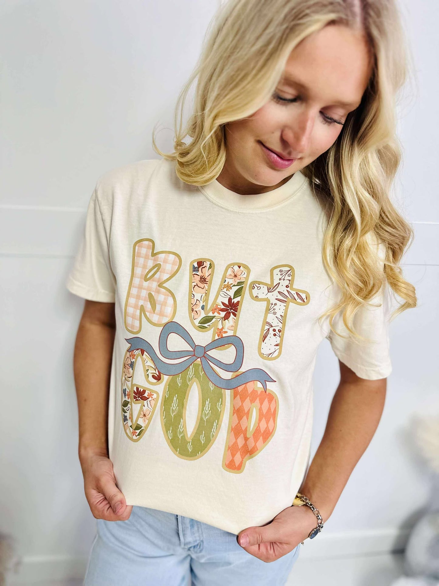 But God Bow Fall Print Graphic Tee