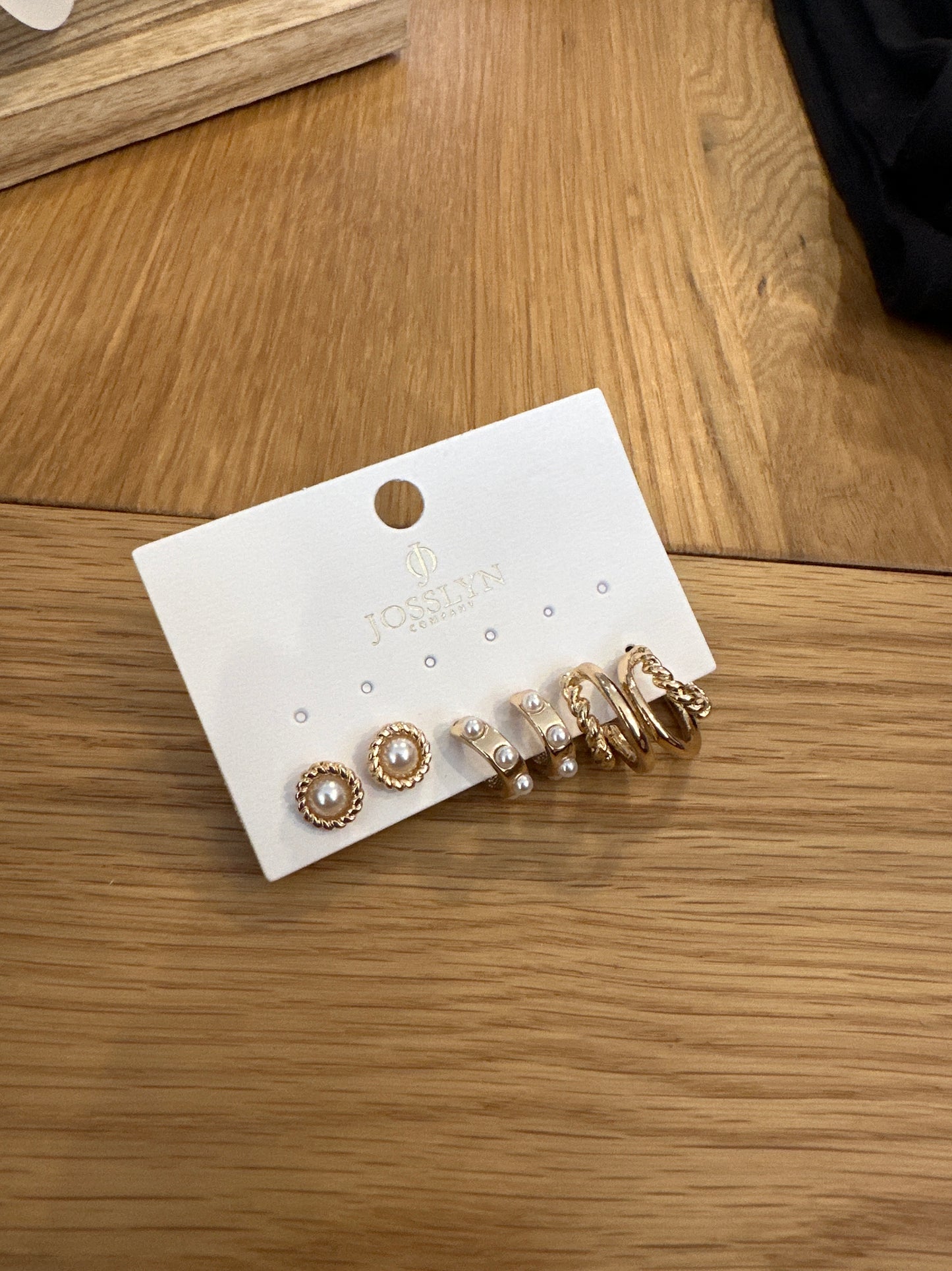 Gold Pearl Hoop Stud Trio