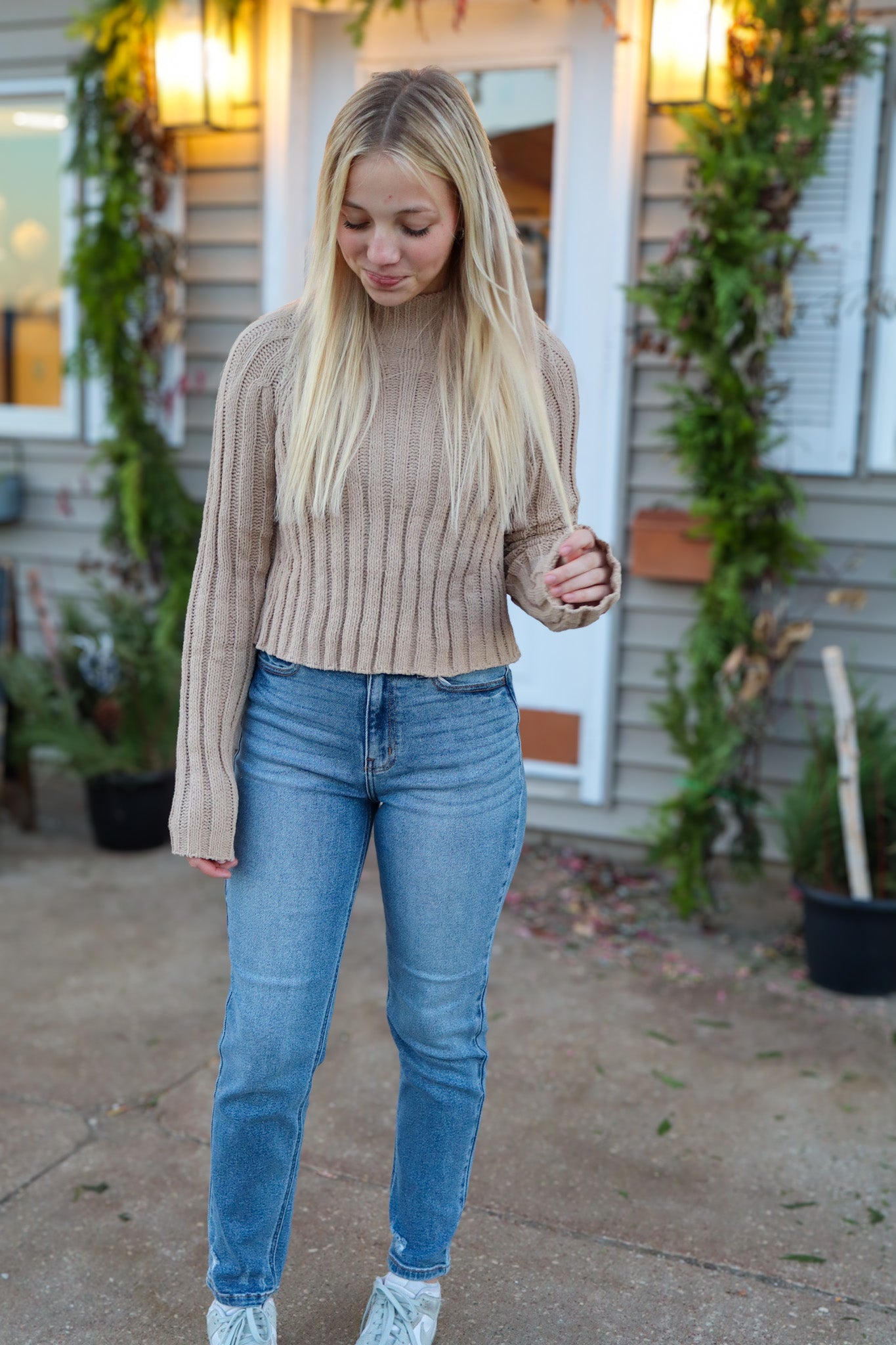 Chenille Mock Neck Sweater