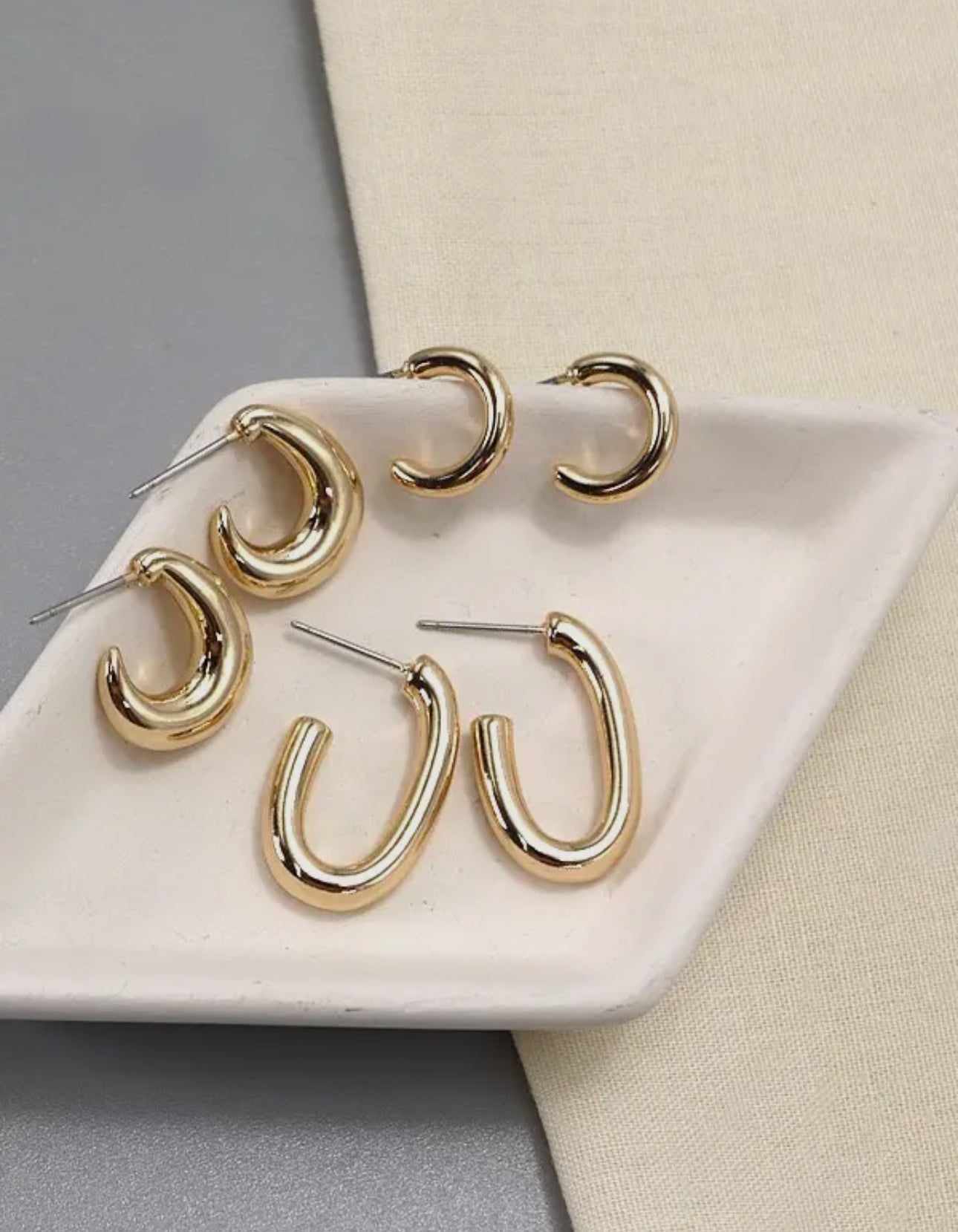 Trio Geo Mini Huggie Hoops