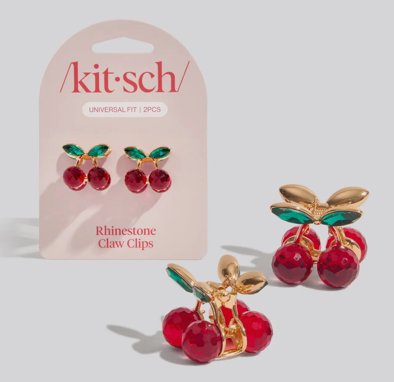 Mini Cherry Rhinestone Clips