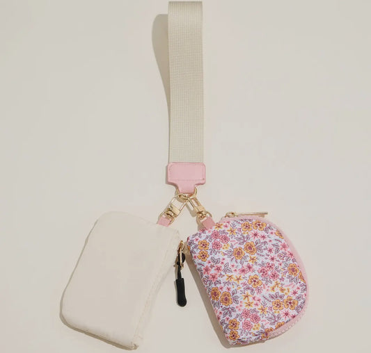 Floral Dual Pouch Wristlet
