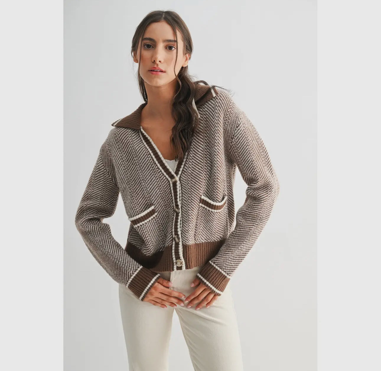 Herringbone Knit Cardigan