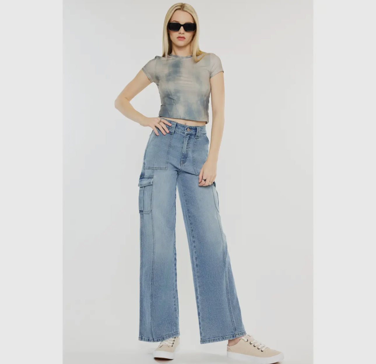 Kan Can Wide Leg Cargo Jean