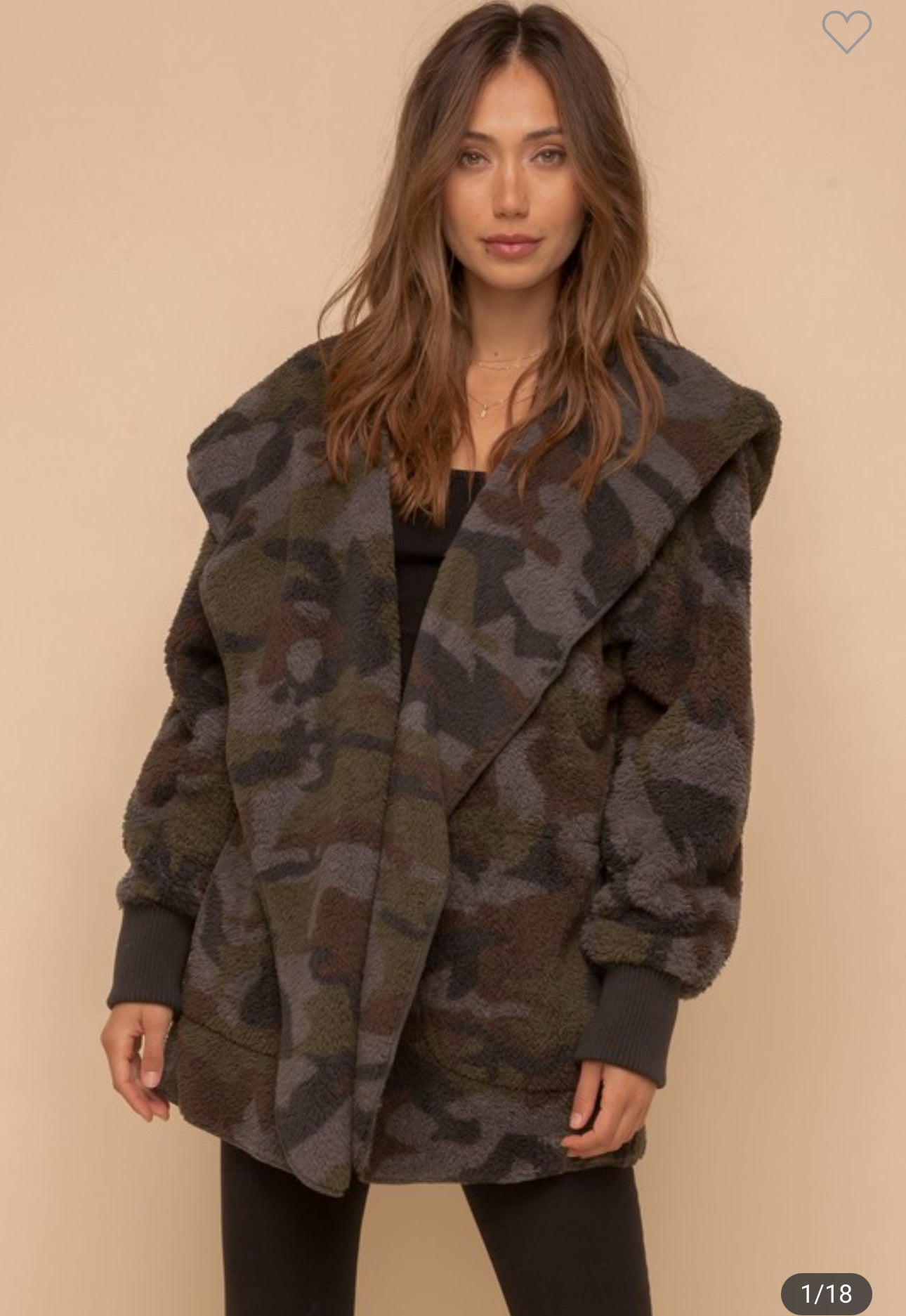 Camo Fur Open Jacket